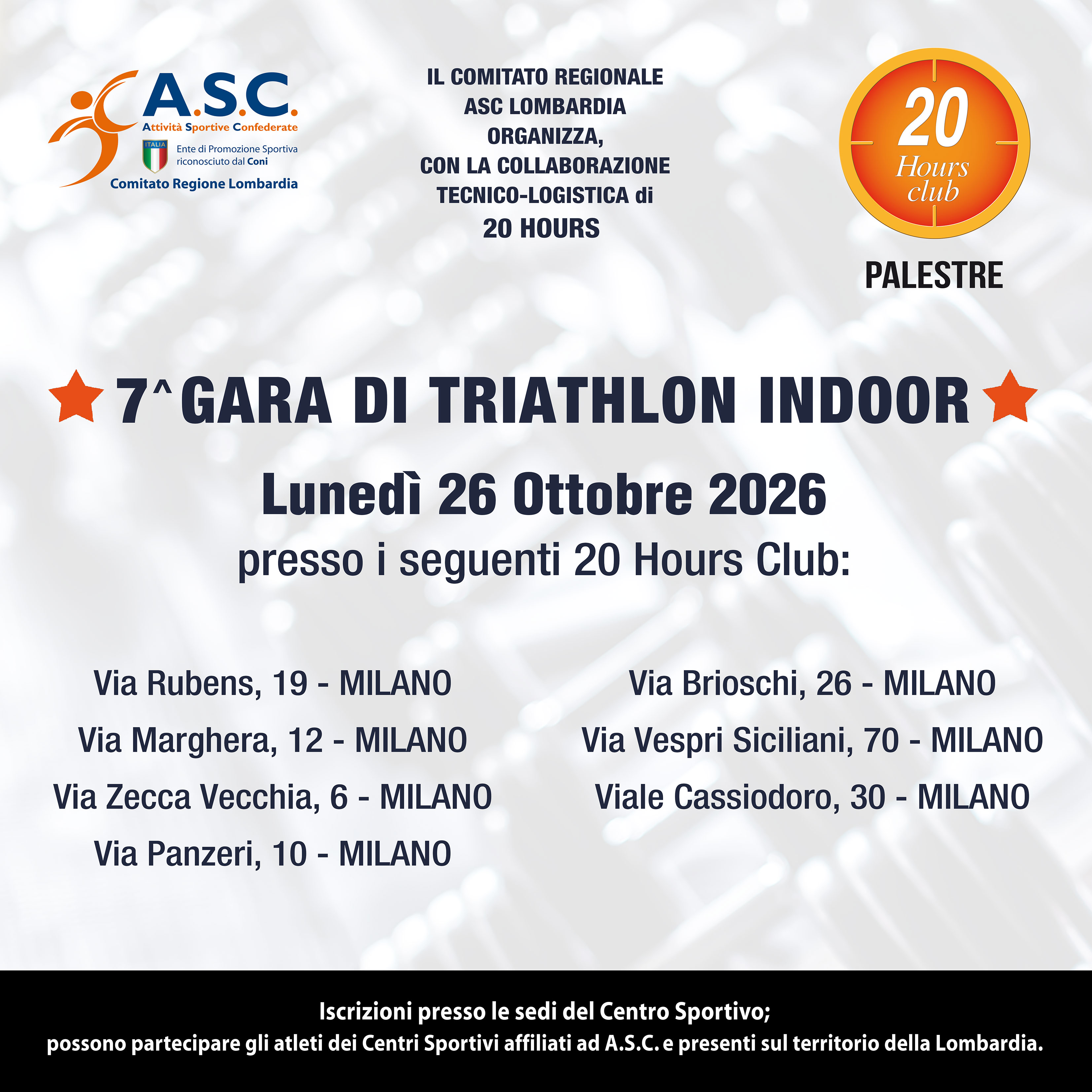 7° GRARA DI TRIATHLON  INDOOR @ 20hours